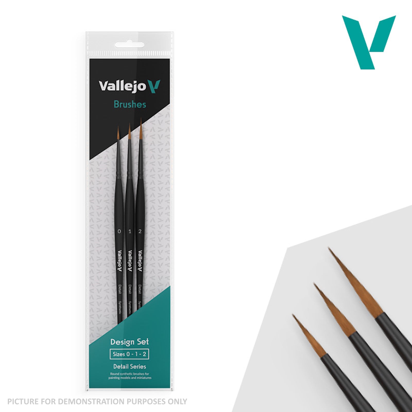 Vallejo - Brushes - Detail - Design Set - Synthetic fibers (Sizes 0, 1 & 2)